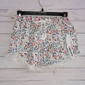 DKNY Girls Shorts Floral Crochet Lace Trim Size 6